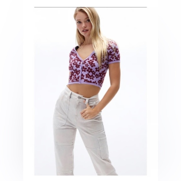 L.A. Hearts cute floral short sleeve sweater size small - Picture 2 of 10